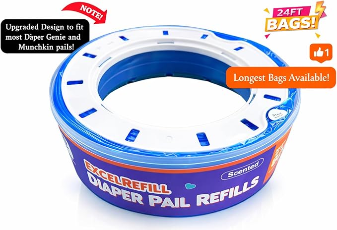 Diaper Pail Refills Compatible with Diaper Genie and Munchkin Pails | 1280 Count (4-Pack,320 Count)
