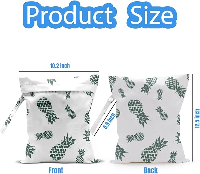Wet Dry Bag, Wet Bag for Swimsuit, Travel, Beach, Pool, Diapers, Dirty Yoga Gym Clothes, Makeup Bag, Pineapple Summer Vacation Essentials