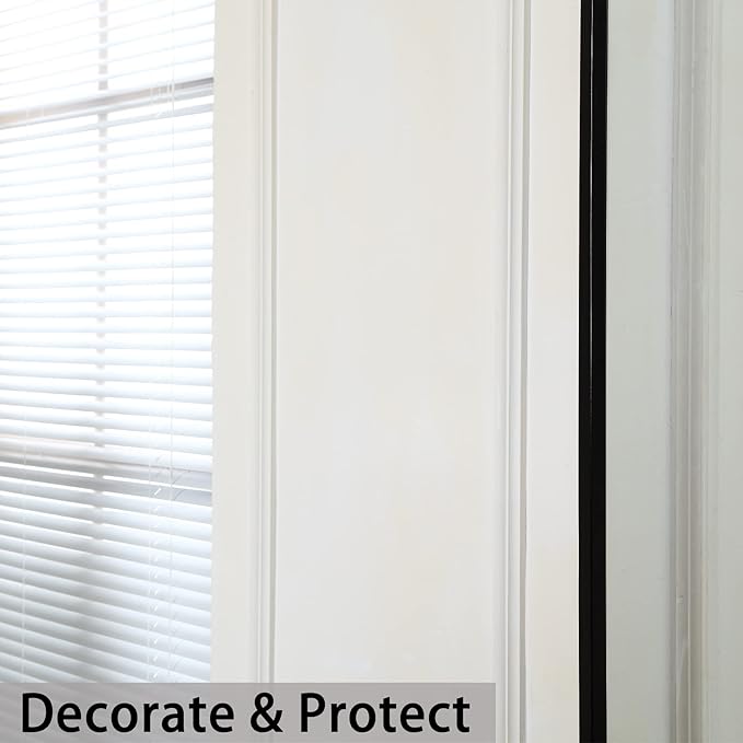 Trimold Matte Black Aluminum Peel and Stick L Molding Corner Guards with 90° Angle for Wall Door Frame Cabinet Baseboard Protection and Decoration, 51.2in x 0.8in (3Pcs)