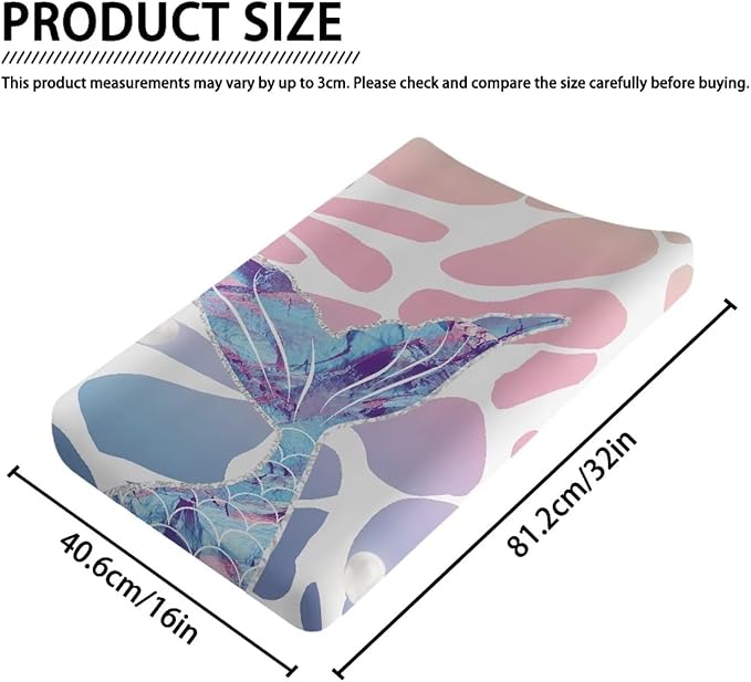 Fish Tale Changing Pad Covers, Ultra Soft Baby Diaper Change Table Non Slip Contoured Pad Covers for Baby Boys Girls