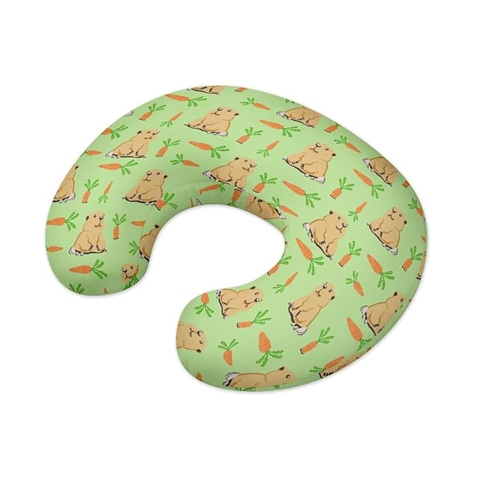 Cute Bear and Carrot Breastfeeding Pillow Slipcover for Baby Soft and Stretchy Safely Breastfeeding Pillow Cover Easy to Use and Dustptoof