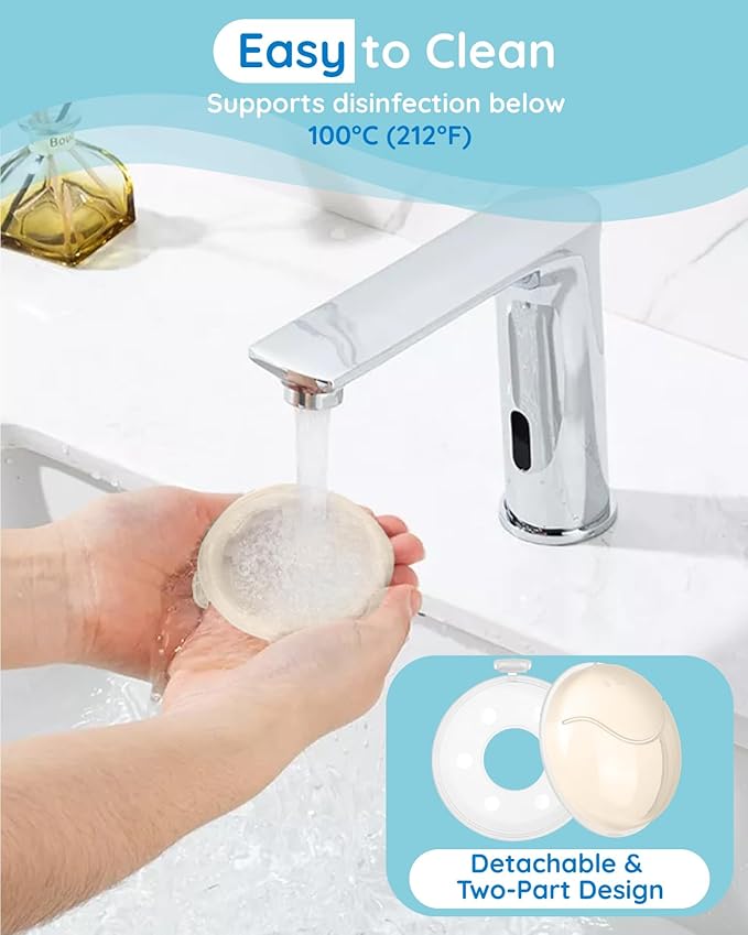 Lilian&Gema Milk Collector Catcher for Breastmilk - 2 Pcs Silicone Breast Pad Nursing Cup Milk Saver for Nursing Moms, Protect Sore Nipples, Extra-Soft and Reusable for Breastfeeding Beige