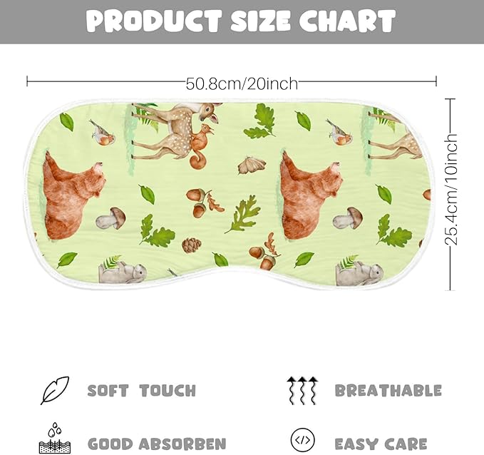 5pcs Woodland Baby Burp Cloths for Boys Girls Parent,100% Cotton Forest Animal Themed Muslin Burping Cloths,Burp Rags,Absorbent Spit-Up Cloths for Infant Newborns