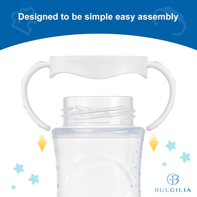 (4 Pack Bottles Handles for Philips Avent Natural Baby Bottle, Quick Install & Easy for Little Hands to Hold, White