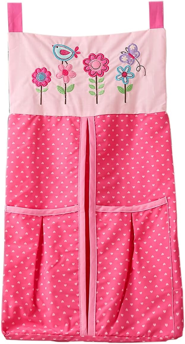 Embroidery Floral Butterfly Diaper Organizer Butterfly Bird Flower Baby Diaper Hanging Bag