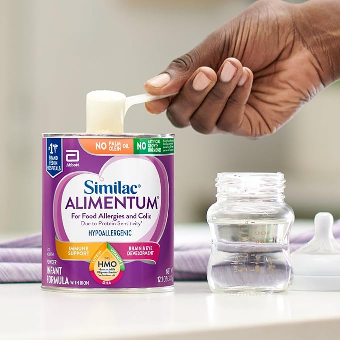 Similac Alimentum With 2'-FL HMO Hypoallergenic Infant Formula, for Food Allergies and Colic Due to Protein Sensitivity, Baby Formula Powder, 12.1-oz Can, Pack of 12