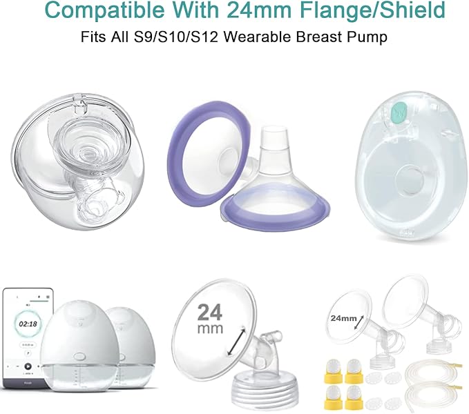 19mm Flange Inserts Compatible with Momcozy S12 Pro/S9 Pro /M5/M9/Medela/TSRETE Wearable Breast Pump,Suitable Spectra S1/S2, Reduce 24mm Shield/Flange Nipple Tunnel Down to 19mm