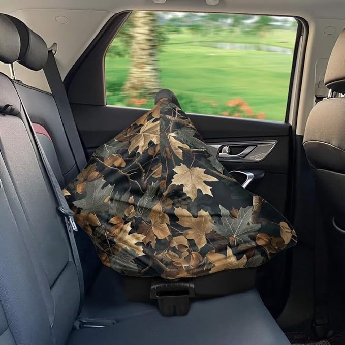 Coldinair Jungle Dead Leaf Car Seat Covers for Girls Multi-use Cover Baby Carseat Canopy Cow Print Nursing Cover for Breastfeeding