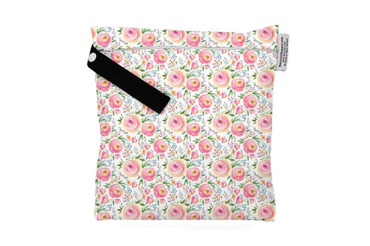 Buttons Cloth Diapers Waterproof Washable Reusable Zippered Laundry Wet Bag (Small, Flourish)