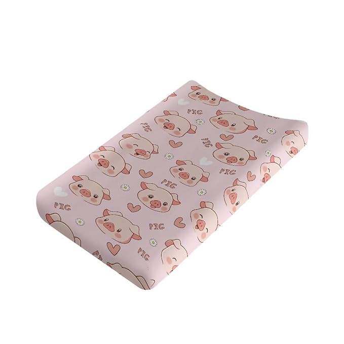 Funny Pig Baby Changing Pad Cover for Girls Boys Changing Table Cover Soft Breathable Pink Diaper Changing Pad Cover Sheets Mats Soft Breathable