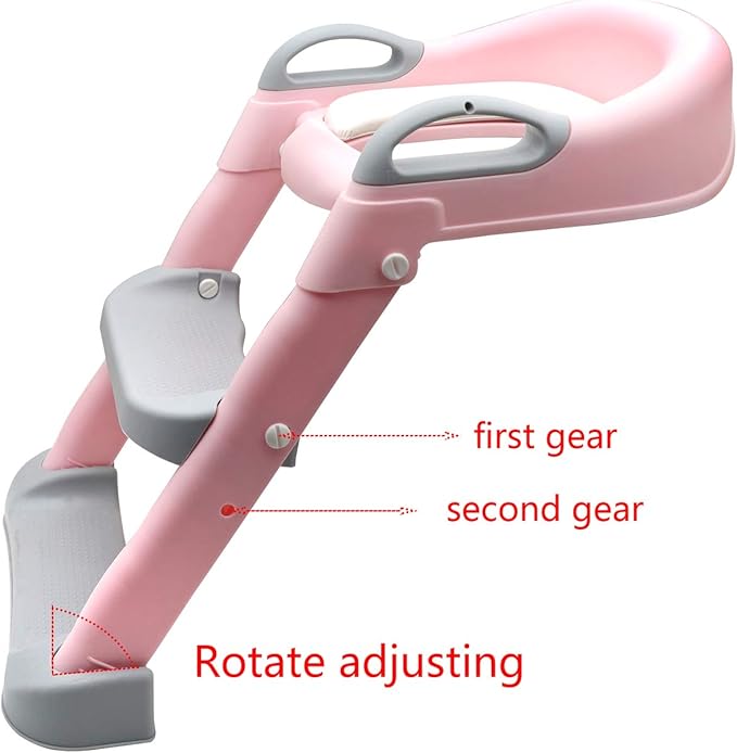 XKMT- Pink Toddler Potty Training Seat Ladder Step Toilet Girl Chair Infant Kids Bathroom Trainer [P/N: ET-BABY002-PINK]