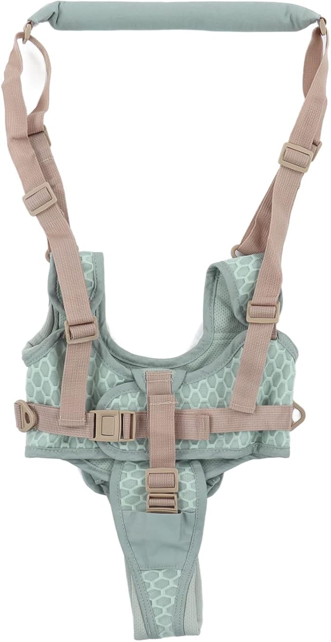 Baby Walking Harnesses, Lightweight Adjustable Detachable Crotch Pad Handheld Toddler Walk Assistant Belt Adjustable Standing Up and Walking Learning Helper for 8‑24M(Mint Blue-Profile Mesh)