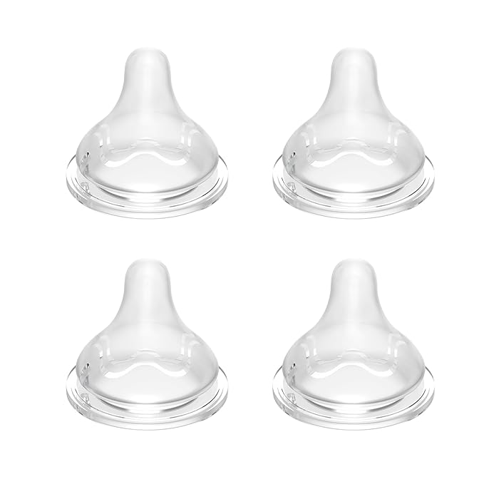 Silicone Nipples for Pigeon Bottles, Anti-Colic Replacement Nipple for Baby 6m+, BPA Free, Fast Flow, Size L, 4 Count