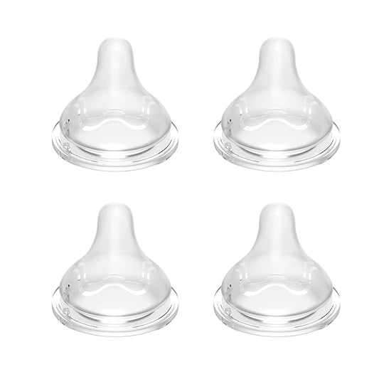 Silicone Nipples for Pigeon Bottles, Anti-Colic Replacement Nipple for Baby 1m+, BPA Free, Slow Flow, Size S, 4 Count