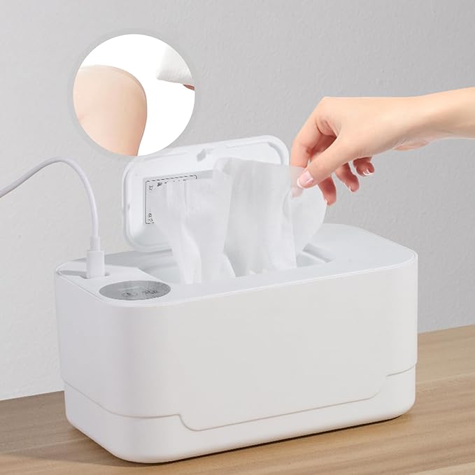 Baby Wipe Warmer,Portable Temperature Adjustable USB Powered Large Capacity Wet Tissue Dispenser Heater for Newborn Wet Napkin Warmer 1