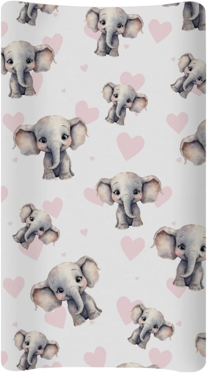 GOSTONG Elephant Puzzle Changing Pad Cover for Girls Boys Soft Comfortabel Baby Nursery Diaper Chaning Pad Sheets Machine Washable Diaper Table Cover