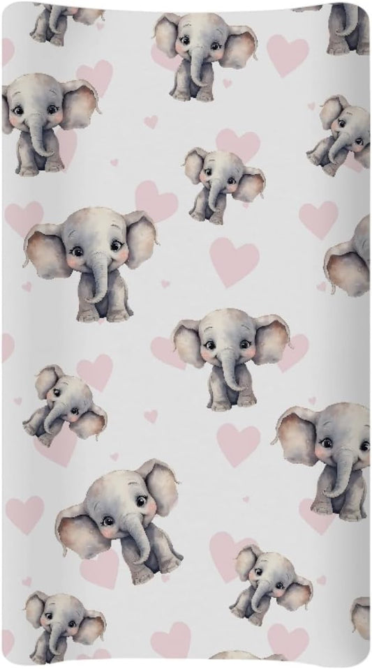 GOSTONG Elephant Puzzle Changing Pad Cover for Girls Boys Soft Comfortabel Baby Nursery Diaper Chaning Pad Sheets Machine Washable Diaper Table Cover
