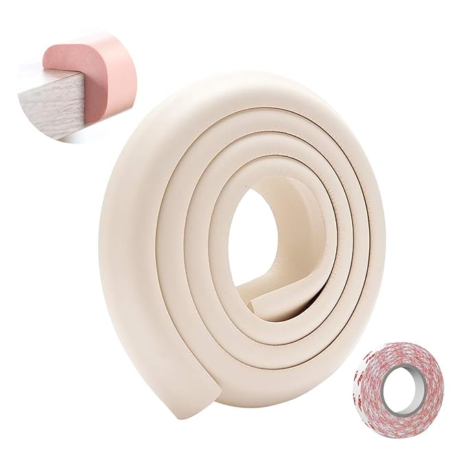 SONARIN Baby Safety Baby Edge & Corner Guards,2M/6.6ft Corner Protectors Furniture Table Edge Protectors L Shape with Strong Adhesive Tape,Colorful Child Protection(Beige)