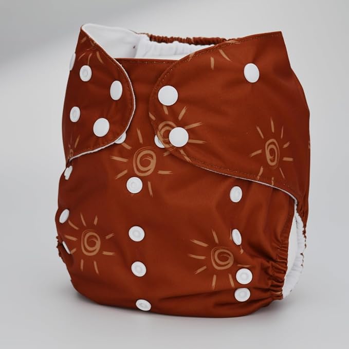 2 to 7 Years Old Cloth Diaper Nappy Pocket Reusable Washable Junior Big Baby Kids Toddler (Brown Sun)