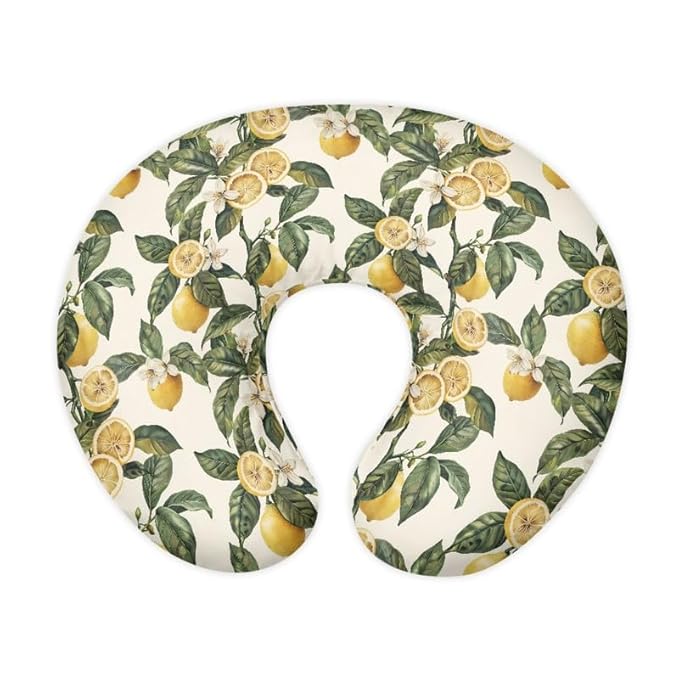Lemon Leaves Breast Feeding Support Pillow Cover Vintage Watercolor Lemon Fit Nursing Pillow Slipcovers for Breastfeeding Moms Fruit Lemon Leaf Newborn Nursing Pillow Case