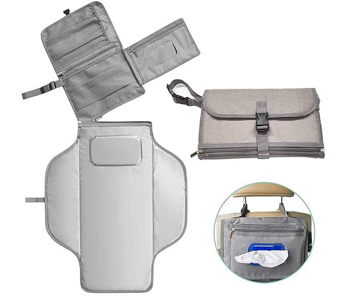 Portable Diaper Changing Pad, Detachable Travel Changing Pad for Baby with Wipes Pocket, Diaper Pad Changing Mat Clutch Bag for Newborn Boys & Girls