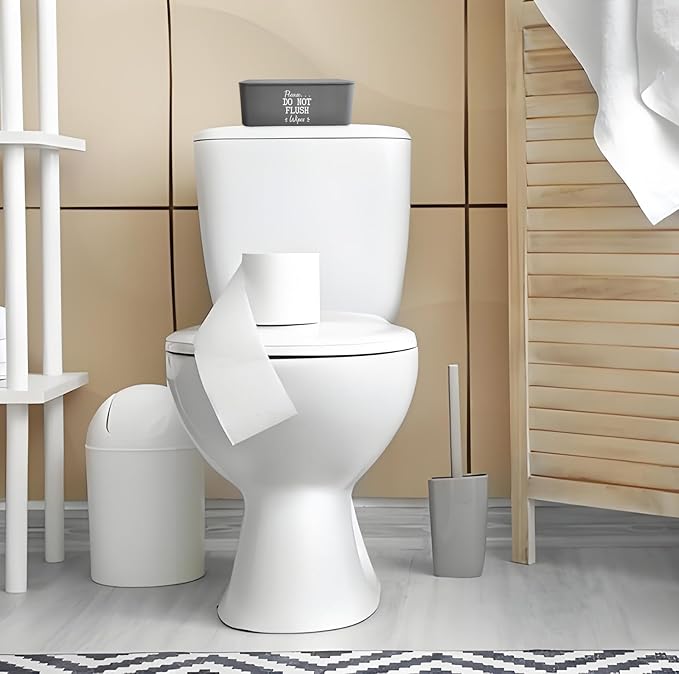 Moorfowl Baby Wipes Container Bathroom, 7.28" L * 4.80" W * 2.75" H, Adorable Please DO NOT Flush Toilet Wipes Dispenser Holder, Chic Style