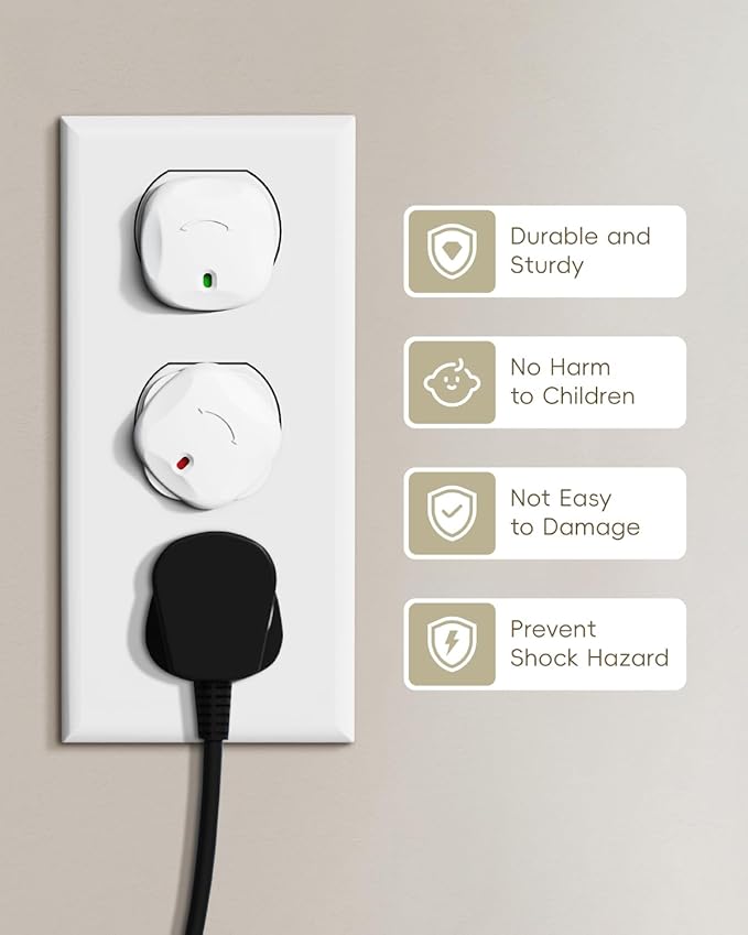 BBBsecure Plug Covers Baby Proofing 24 Pack – Baby-Resistant Rotating Plug Covers for US 3-Prong Electrical Outlets, Toddler Safety Protection, Easy Adult Removal, White