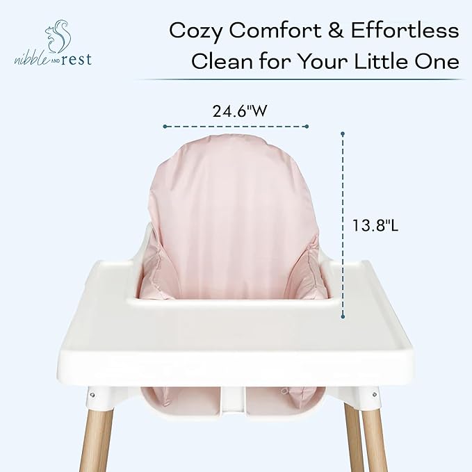 Nibble and Rest Highchair Cushion Cover, Compatible with IKEA Antilop Highchair, Stain-Proof, and Wipeable (Cushion NOT Included) (Dusty Pink)