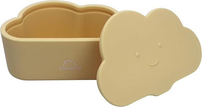 Silicone Snack & Fruits Container – Leakproof Durable and BPA-Free | for Daycare, Preschool, School, and Family Outings – Cloud design 150ML OZ (Beige latte)
