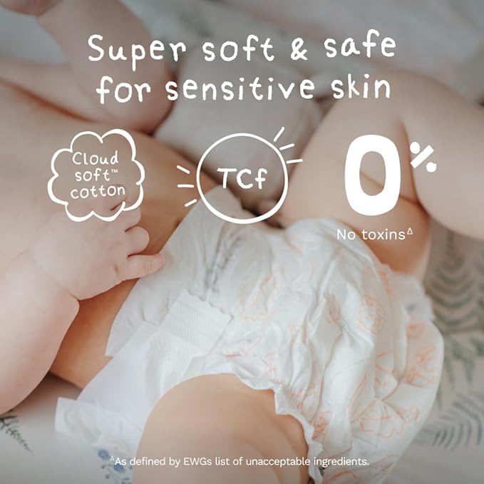 Pura Newborn Baby Diapers Size N (Up to 10 lbs), 3 Pack (84 Hypoallergenic Diapers) Totally Chlorine Free (TCF), Disposable Diapers for Sensitive Skin, Blowout Protection & Wetness Indicator