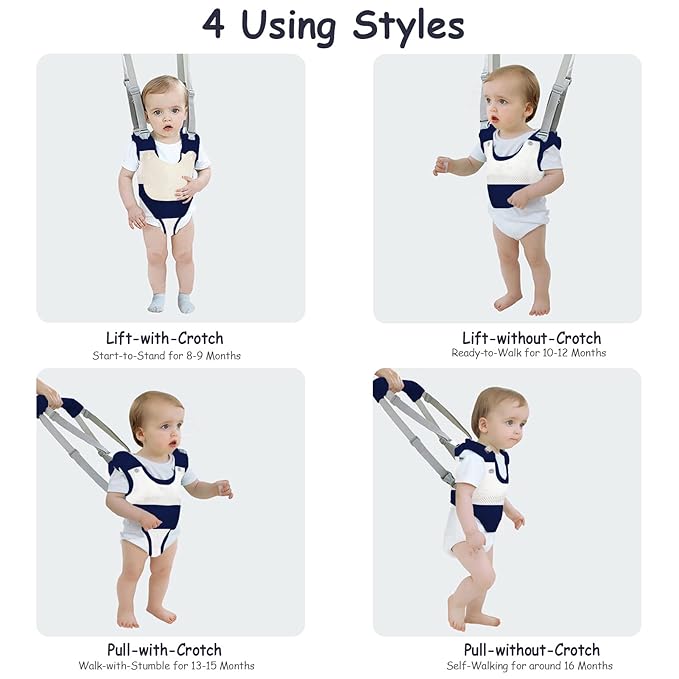Baby Walker Breathable Baby Walking Harness Handheld Kids Walker Helper Toddler Infant Walker Harness Assistant Belt Pulling and Lifting Dual Use Walking Assistant Strap (DarkBlue 1)