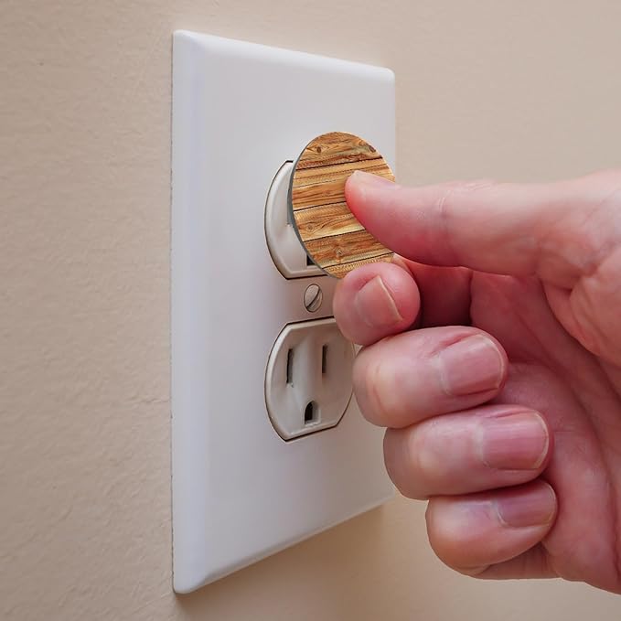 Pine Flooring Boards Texture (1) Outlet Covers Baby Proofing Safe & Secure Electric Plug Protectors | Socket Covers for Home & Office