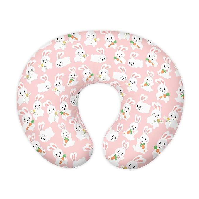 Forchrinse Cute Rabbit Nursing Pillow Cover Stretch Pillow Slipcover for Breastfeeding Mom Soft Nursing Pillow Slipcover for Baby Boys Girls