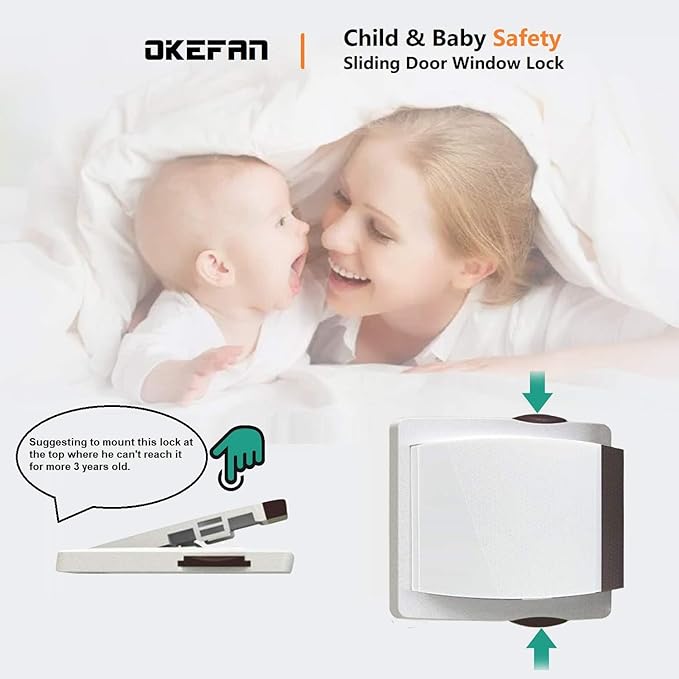 4 Pack Sliding Door Lock Child Safety (Brown)