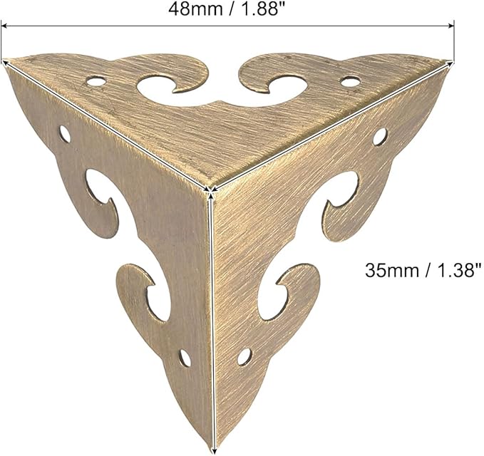 uxcell 4 Pcs Brass Edge Guard, 35mm Decorative Box Corner Cover, Corner Protector, Vintage Stair Dust Corners with Screws, Bronze
