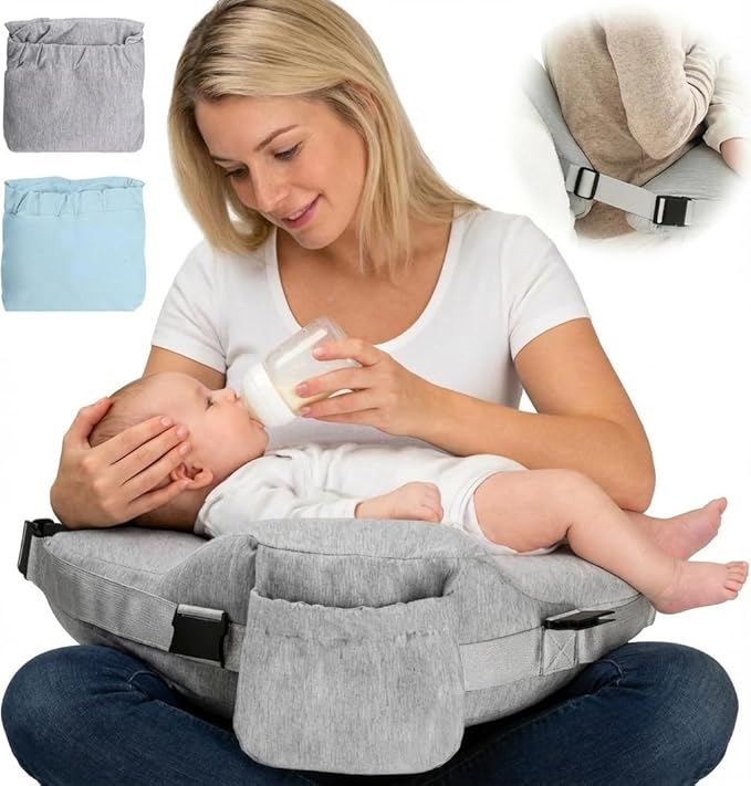 Nursing Pillow - with 2 Removable Cotton Cover, Firm Springy Memory Foam - Adjustable Waist Strap, Ergonomic Support, with Removable Backrest, Easier Breastfeeding