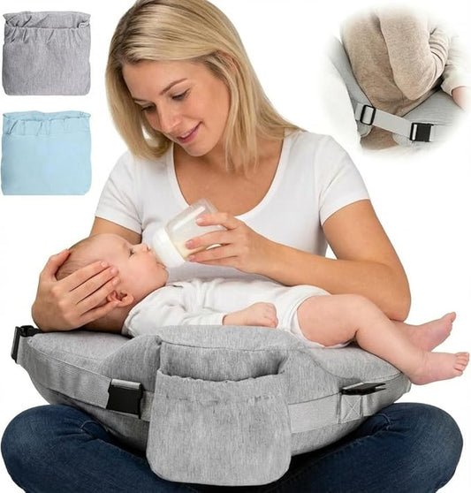 Nursing Pillow - with 2 Removable Cotton Cover, Firm Springy Memory Foam - Adjustable Waist Strap, Ergonomic Support, with Removable Backrest, Easier Breastfeeding