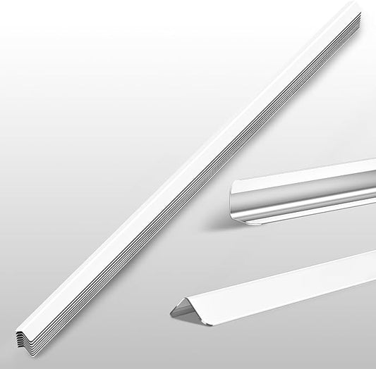 1x1x48 Inch 304 Stainless Steel Wall Corner Guards (10-Pack) Heavy Duty Rounded Corner Protector, Smooth Folded Edge Design for Wall Protection White Guard Stainless Steel Slab