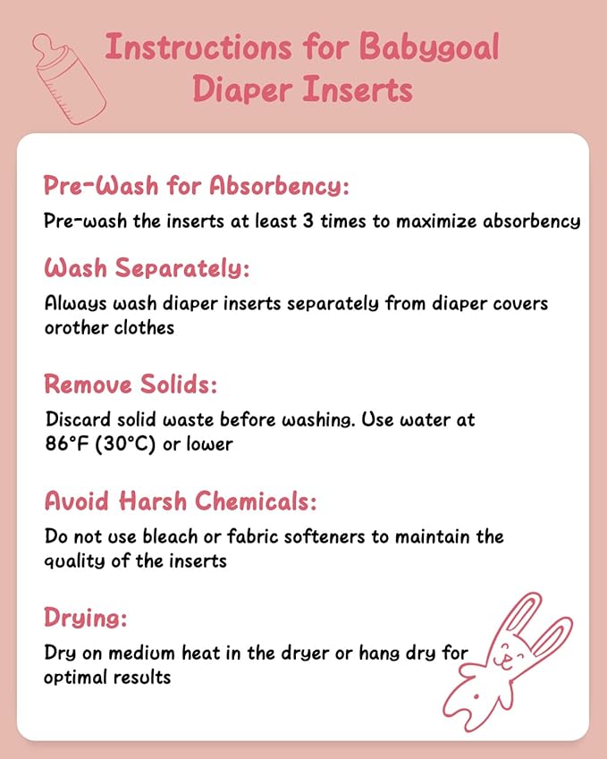babygoal Cloth Diaper Inserts 12pcs,4 Layers Rayon from Bamboo Inserts for babygoal Newborn Cloth Diapers,Small Size