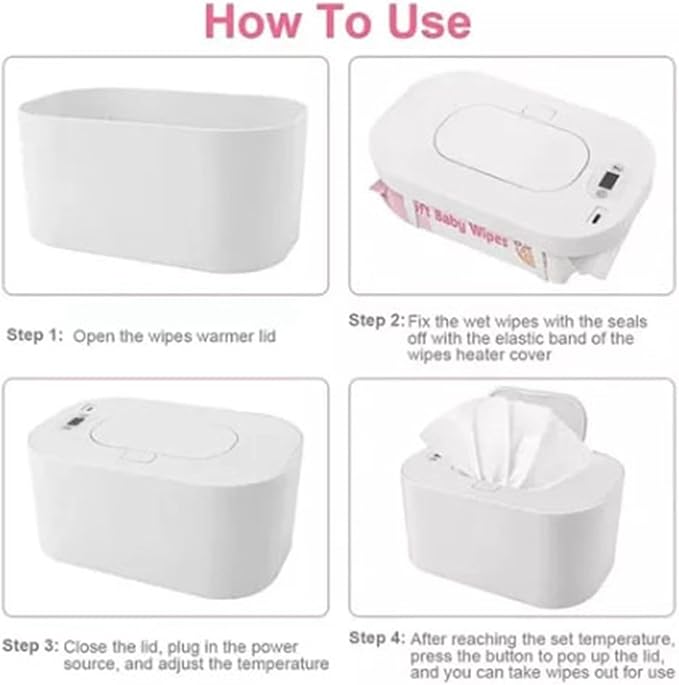 Keenso Baby Wipe Warmer, PP Intelligent Adjustable Temperature to Use Infant Wipes Heater Car Charging (White)