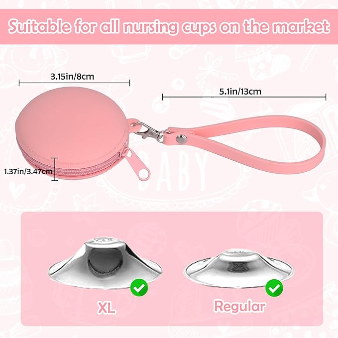 Vodolo Silver Nursing Cups Case Silicone,Nipples Shield Holder for 16-28mm Breast Feeding Nipple Shield Holder for Sore Nipple Covers Breastfeeding Essentials Must Haves Reusable