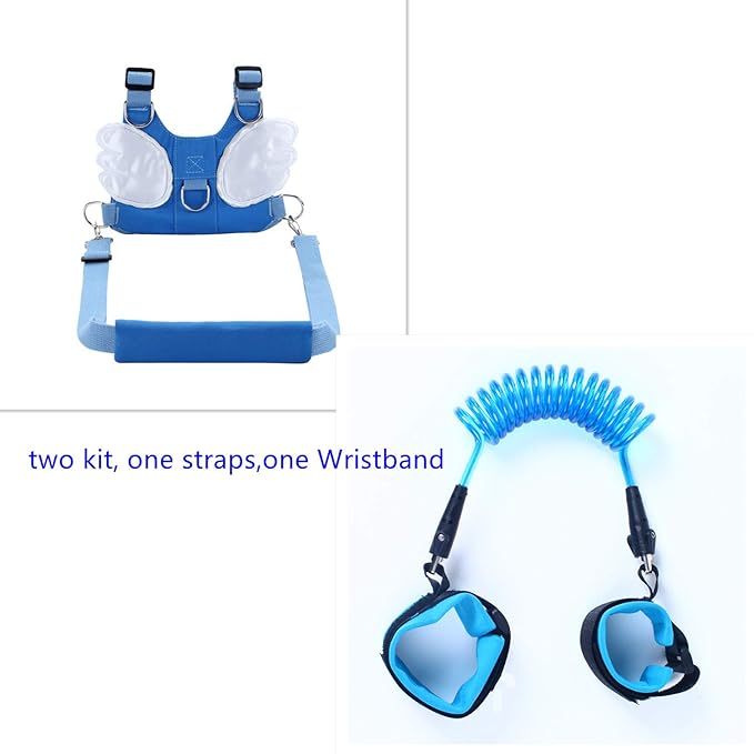 (2 kit)Anti Lost Wrist Link 2 meters Wrist Leash for Kids & Toddlers Child Safety Wristband (Blue)