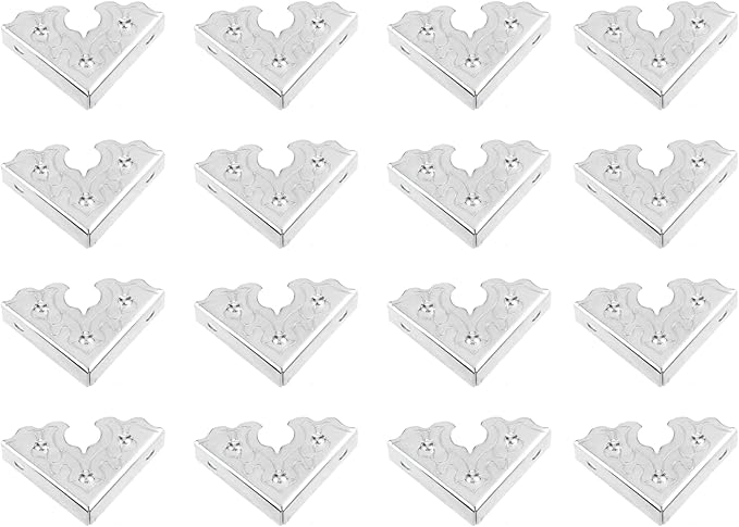 16 Pcs Table Corner Protectors, Silver Metal Antique Decorative Furniture Edge Corner Guards, 0.98x0.98x0.35inch Corner Pads Box Corner Decorative Edge Protector