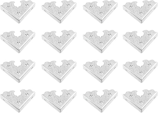 16 Pcs Table Corner Protectors, Silver Metal Antique Decorative Furniture Edge Corner Guards, 0.98x0.98x0.35inch Corner Pads Box Corner Decorative Edge Protector
