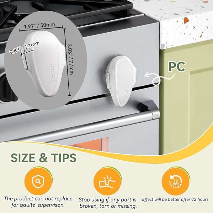 SAFELON 1 PC Child Safety Oven Door Lock, Childproof Oven Front Lock, Heat-Resistant Material, Durable & Easy to Install (White)