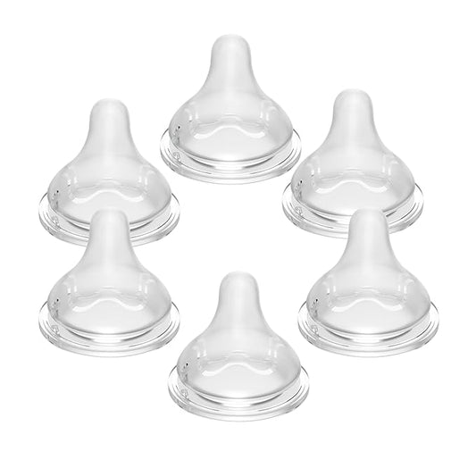 Silicone Nipples for Lansinoh Bottles, Replacement Nipple Anti-Colic for Baby 3m+, BPA Free, Medium Flow, Size M, 6 Count