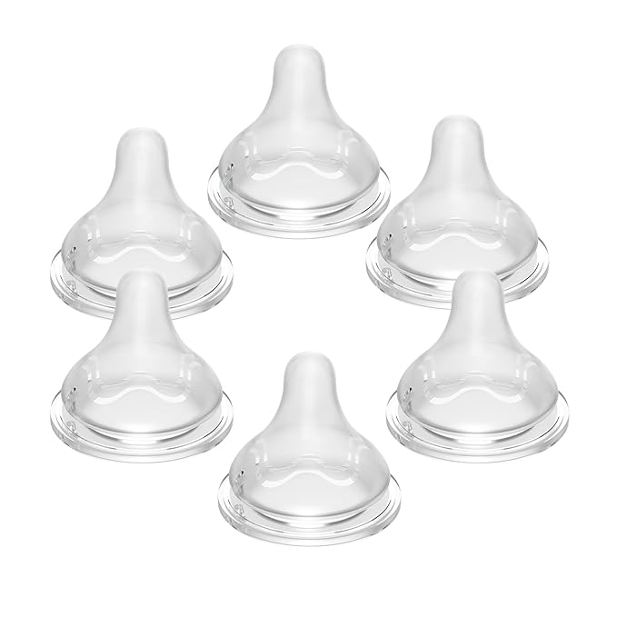 Silicone Nipples for Lansinoh Bottles, Replacement Nipple Anti-Colic for Baby 6m+, BPA Free, Fast Flow, Size L, 6 Count