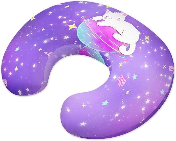 Purple Cat Nursing Pillow Cover for Feeding Pillow U-Shaped Breastfeeding Pillow Cover Hidden Zipper Design Soft and Skin-Friendly