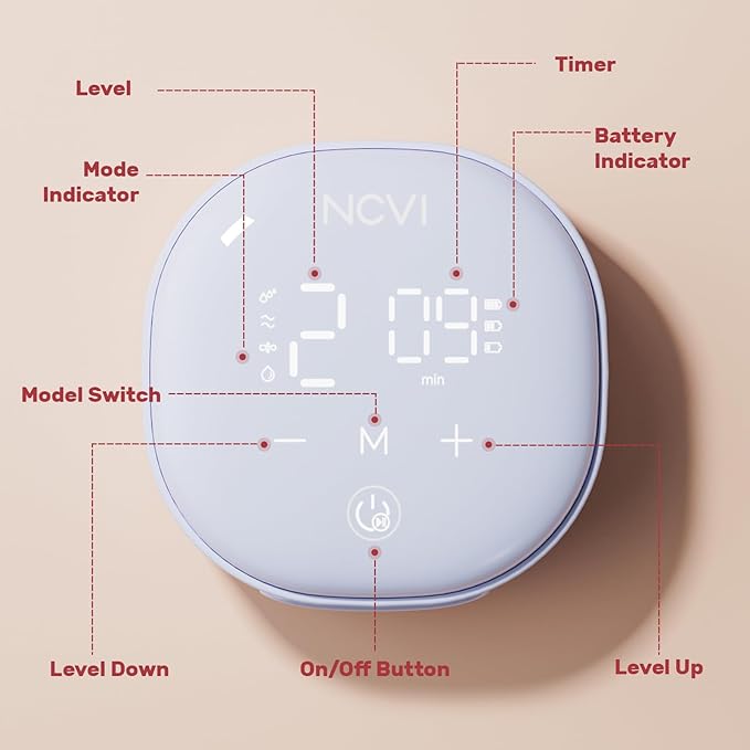NCVI Wearable Breast Pump, 2 in 1 Hands-Free Breast Pump with 4 Modes 9 Levels, Hospital-Grade Materal, BPA Free, Low Noise Portable Electric Breastfeeding Pump with 21/24mm Flange for Mom