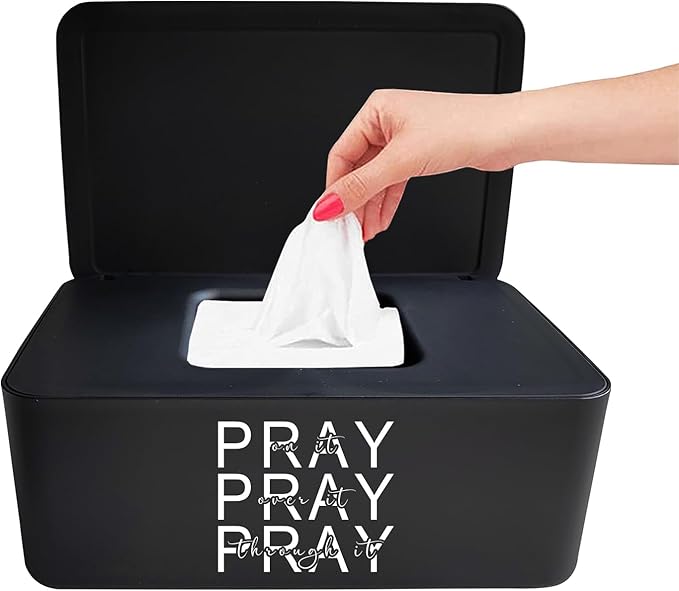 Moorfowl Inspirational Baby Wipes Dispenser Pray Over It Bible Verse Christian Flushable Wipes Container Holder for Bathroom Decor Baby Registry Essential- Pray On It Pray Through It